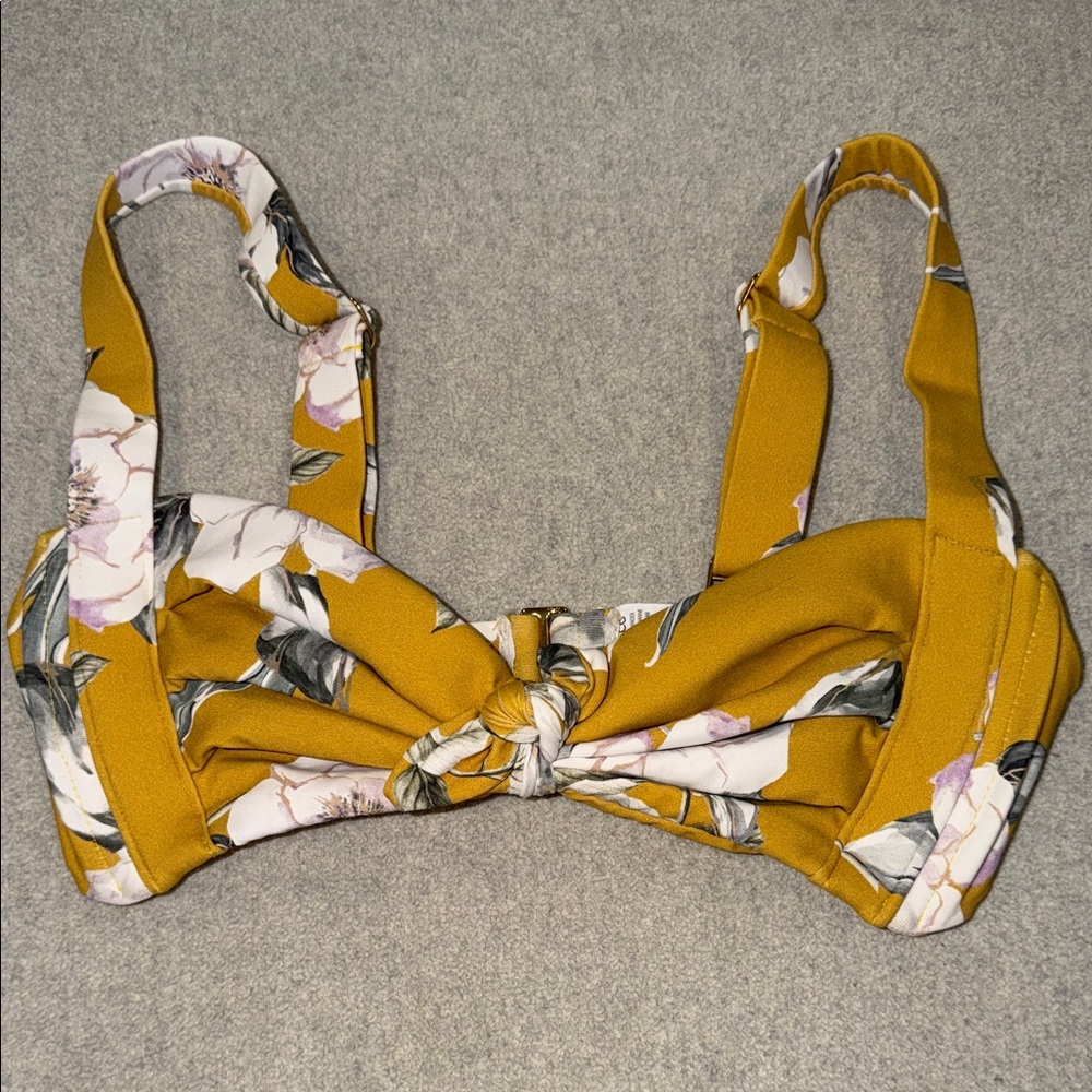 Yellow Floral bikini top by Montce Swimwear.